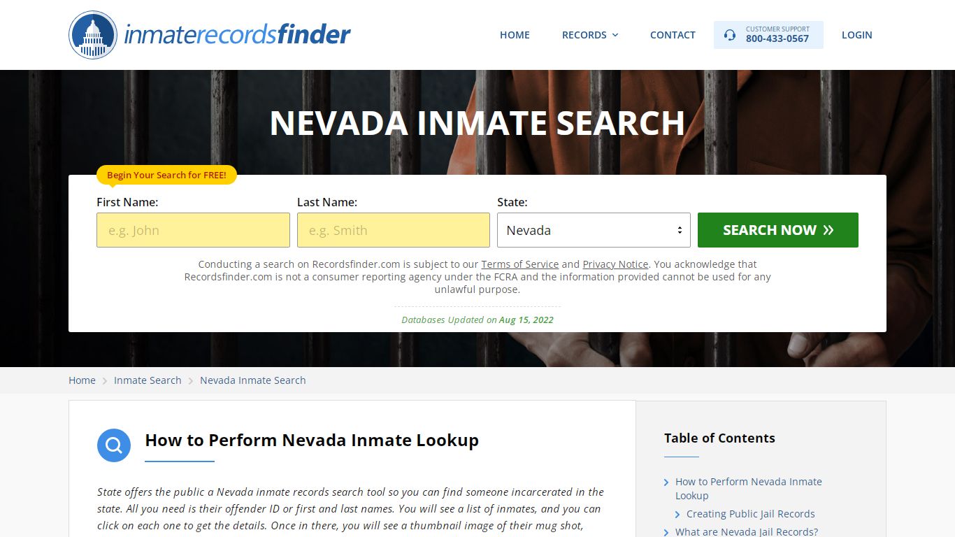 Nevada Inmate Search - Jail & Prison Records Online