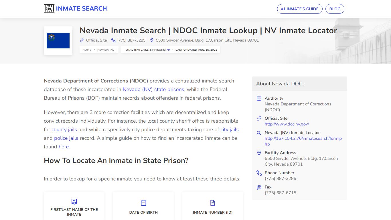 Nevada Inmate Search | NDOC Inmate Lookup | NV Inmate Locator